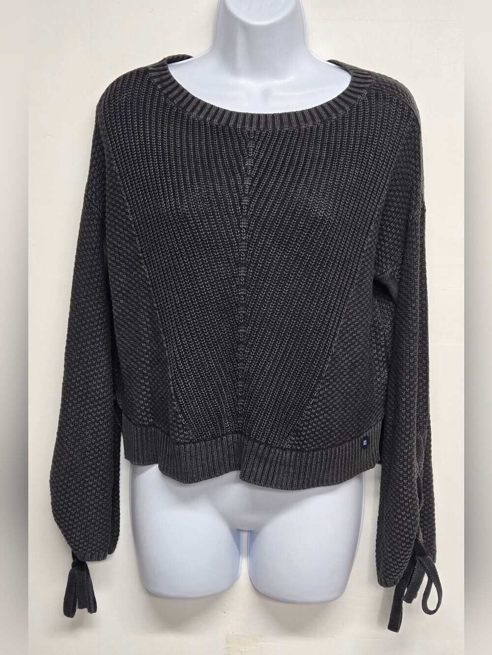 Hollister XS Boxy Knit Sweater Top 100% Cotton Slouchy drop Sleeve New